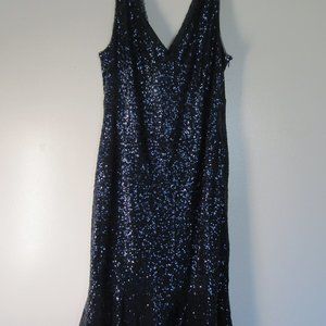 Lauren Ralph Lauren Blue Formal Sequins Dress A40